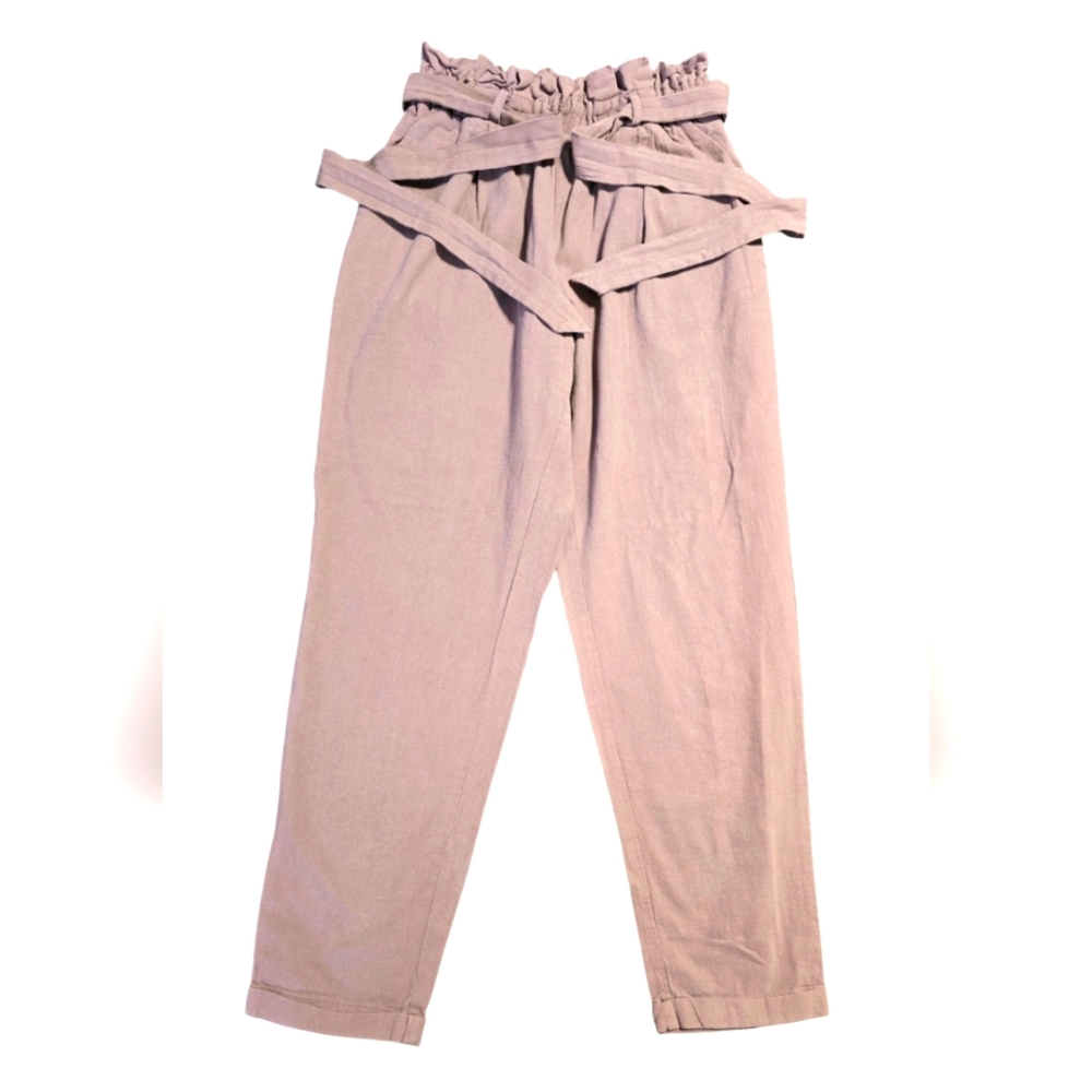 Favlux Women's Light Pink Paperbag Waist Pants
